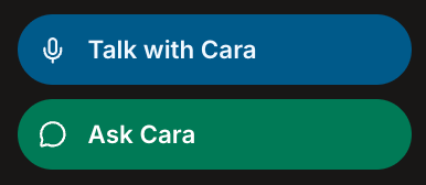 The two Cara entry points in the ClearBalance sidebar, Talk with Cara and Ask Cara